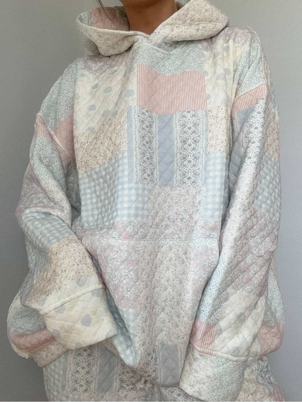 Pastel Quilted Patchwork Hoodie - Women's